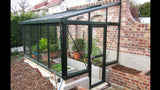 small arcadia lean-to greenhouse with hinged door