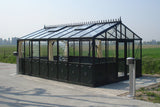 decorative panels on the retro victorian greenhouse